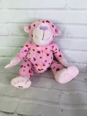 GANZ Webkinz Love Monkey Plush Stuffed Animal Toy NO CODE Pink With Hearts HM343 - Image 1 of 4