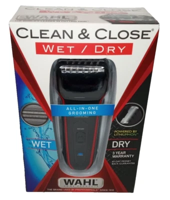 Wahl Clean & Close Rechargeable Electric Wet/Dry Men's Black Red Razor Only - Image 1 of 4