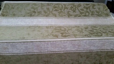 Tela de tapicería/cortina de chenilla a rayas con pergamino verde/beige/marfil 20 yardas por comprar Foto 1 de 4