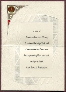1930 COULTERVILLE ILLINOIS H.S. GRADUATION INVITATION 5/16/1930 *MINT/SHIPS FREE - Picture 1 of 1