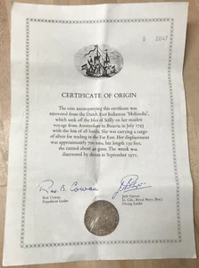 1740 MF Mexico 8 Reales Silver, Hollandia Shipwreck Coin with COA - Picture 1 of 3