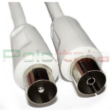 Cavo 5m ANTENNA TV maschio/femmina Schermato coassiale IEC | prolunga dvb bianco