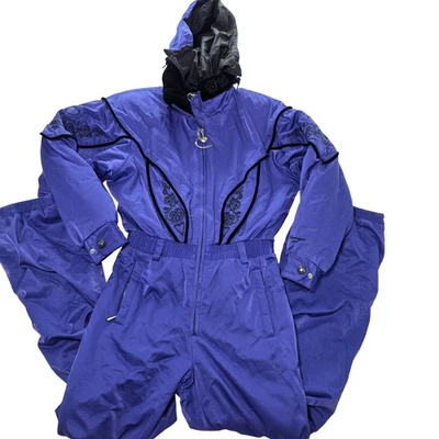 Obermeyer Vintage Ski Suit Jumpsuit Purple Embroidered Snowboard Women's Medium - Image 1 of 4