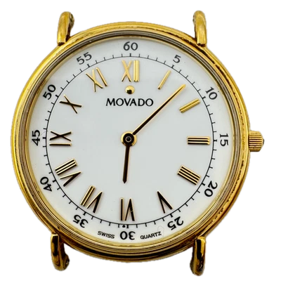 Reloj Pulsera Hombre Vintage Movado 87-E4-0885 Esfera Blanca Cuarzo Tono Dorado Suizo Foto 1 de 4