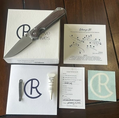 CHRIS REEVE KNIVES LARGE SEBENZA 31 RED  CANVAS MICARTA DOUBLE LUG S45VN - Image 1 of 4