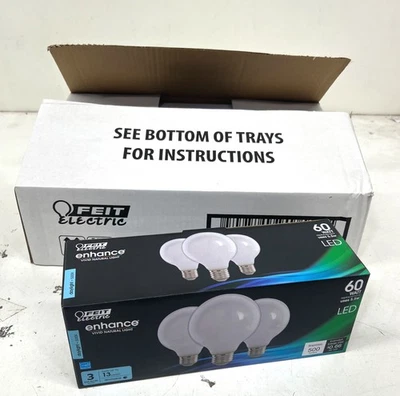 12PK Feit Electric 60WEquiv G25 Globe White Glass LED Light Bulb Daylight - Image 1 of 2