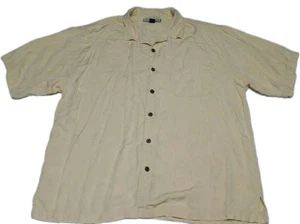 Men's Tommy Bahama Relax Silk Hawaiian Camp Shirt Subtle Floral Print Yellow XL - Picture 1 of 5