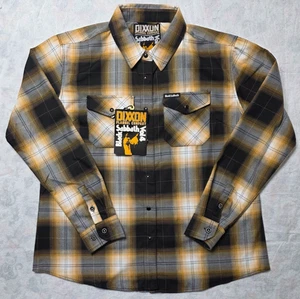 DIXXON Black Sabbath Vol. 4 Women's Black Yellow Gold Plaid Flannel Top Sz XL - Picture 1 of 10