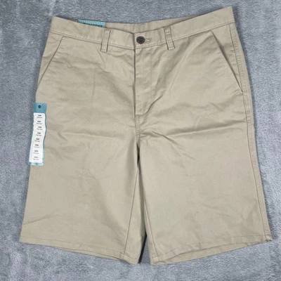 Haggar Eco Short 4 Shorts Mens 34W Khaki Flex Waist Phone Pocket Repreve - Image 1 of 4