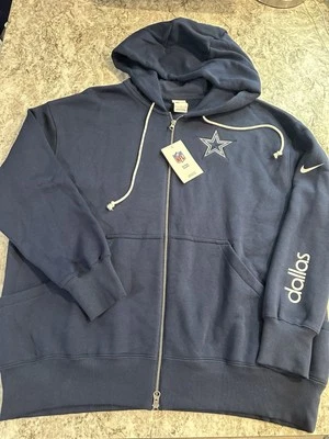 NUEVO CON ETIQUETAS Para mujeres Nike Dallas Cowboys Cremallera Completa Sudadera con Capucha Grande Calce Grande Azul Marino Foto 1 de 4