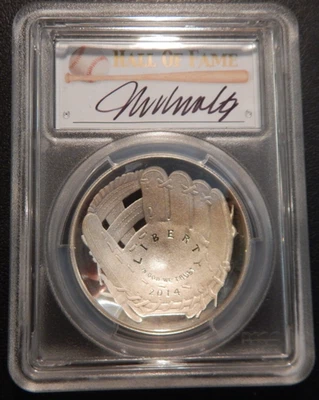 2014 P $1 Baseball Hall of Fame Silver Dollar John Smoltz PCGS PR70DCAM - Image 1 of 3
