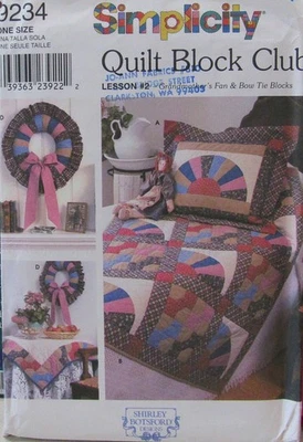 Simplicity Quilt Block Club #2 9234 S Botsford Grandmothers Fan Bow Tie Pattern - Image 1 of 2