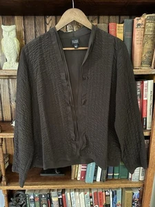 Women's EILEEN FISHER S Small Silk Chocolate Brown Open Cardigan Chiffon Jacket - Picture 1 of 10