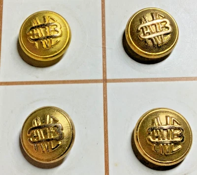 4 NYC 3rd AVE RAILROAD HORSE CAR LINE 15mm CONDUCTOR CUFF BUTTONS 1885 MINT NOS - Image 1 of 4