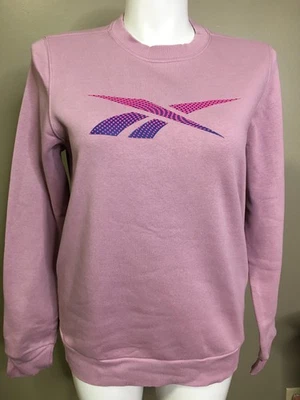 Sudadera para mujer Reebok talla M polar manga larga cuello redondo logotipo atlético púrpura Foto 1 de 4