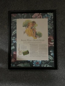 1928 Palmolive grüne Seife Schönheit gewinnt Schönheit hält top GERAHMT - Bild 1 von 2