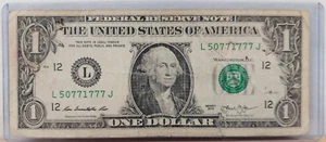 1,00 $ Dollar Schein ausgefallene Seriennummer SEHR COOL 95,8 L 50771777 - SCHNELLER VERSAND - Bild 1 von 2