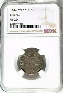 1534 Poland 1 Groschen, Elbing, NGC VF 20 - Picture 1 of 3