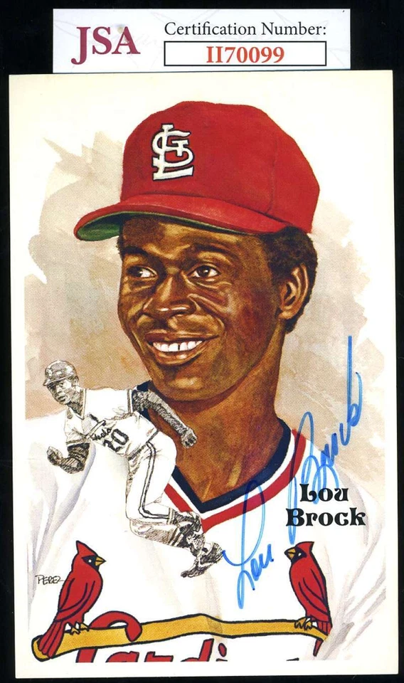 Lou Brock JSA Coa Signed Perez Steele Autograph - Image 1 of 1