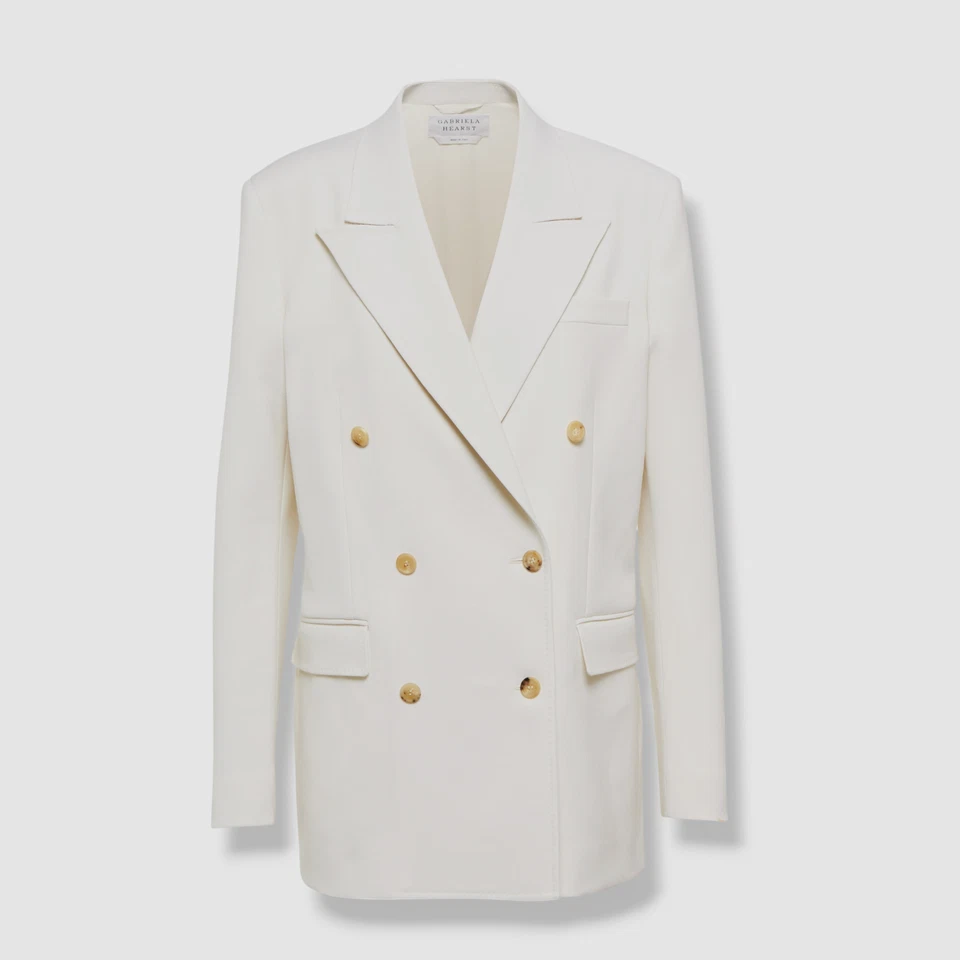 Abrigo Blazer DEFECTUOSO con etiquetas 1990 Gabriela Hearst Mujer Lana Marfil J G1N Foto 1 de 1