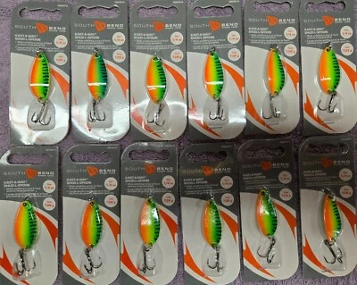 Paquete de 12 cuchara South Bend Kast A Way Shud-L 1/4 oz Fire Tiger SBKM14-FRT, ¡NUEVA! Foto 1 de 3