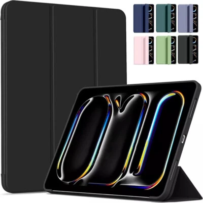For iPad Air 11" 13" iPad Pro 11" 13" (2024) Slim Leather Smart Case Stand Cover - Image 1 of 4