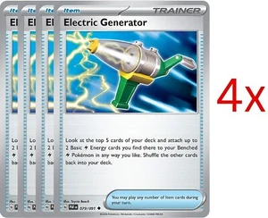 4x Jeu Générateur Électrique | Pokemon TCG PAF 079 & SVI 170 - Presque comme neuf - Photo 1/1