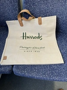 Harrods Purveyors Of Fine Food Reusable Shopper Tote Jute Bags ONE BAG - Picture 1 of 5