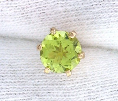 14Kt Yellow Gold 6mm Round San Carlos Apple Peridot Gemstone Tie Tack EBSTT83 - Image 1 of 3