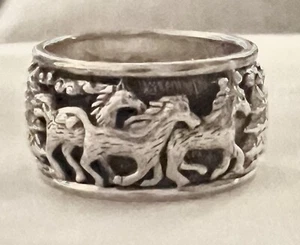 John Hardy JAI Spirit of Alaska Sterling Silver 925 Running Horses Trees Size 9 - Picture 1 of 3