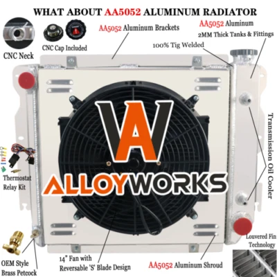 fit 1987-06 Jeep Wrangler YJ TJ Chevy GM V8 Conversion 4 Row Radiator+Shroud Fan Foto 1 de 4