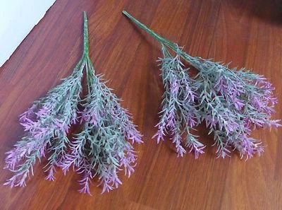 4 Flocking Plastic Grass Bushes Artificial Plants(2 Pink and 2 Purple) - Image 1 of 4