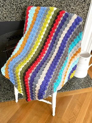 Handmade Crochet Baby Blanket Afghan Unisex Bulky C2C Multicolor BOHO 30" x 30" - Image 1 of 3