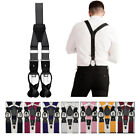 Berlioni Men's Adjustable Solid Color Y Shape Metal Clasp Suspenders One Size