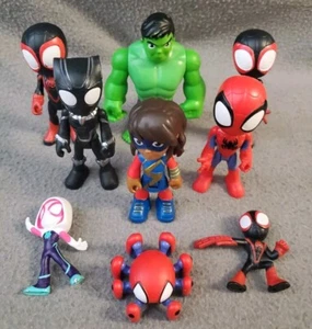 Spidey and His Amazing Friends Lot Spider-Man Miles Morales Black Panther Gwen + - Picture 1 of 9