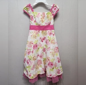 Rare Edition Dress Girl's Size 5 Sleeveless Pink White Flora Embroidered B485 - Picture 1 of 5