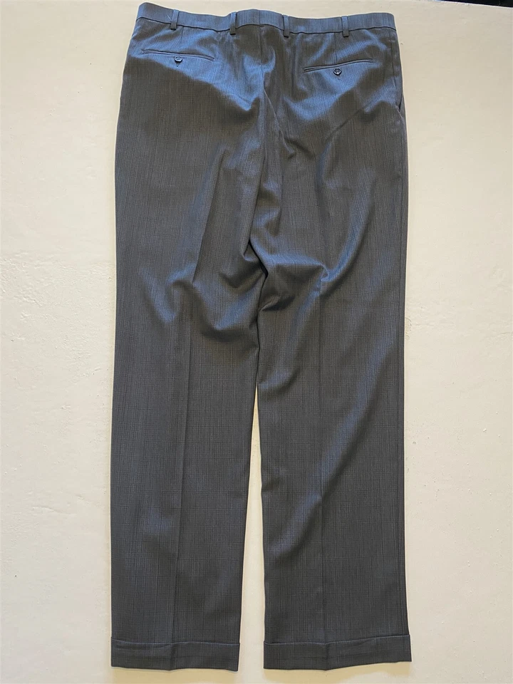 Pantalones de vestir Hart Schaffner Marx 34 x 30 grises a cuadros 100 % lana frente plano Foto 1 de 1