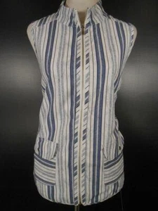 Beautiful Women's Size 1 Chico's Zenergy Blue Striped Zipper Vest Windbreaker - Picture 1 of 5