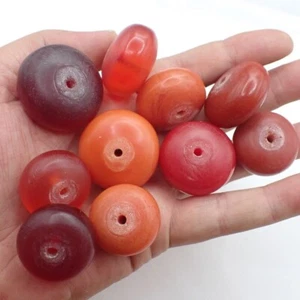 10 pcs focal Africa 'amber’ type imitation trade beads phenolic vintage estate - Picture 1 of 6