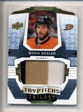 RYAN KESLER 2016/17 UD TRILOGY TRYPTICHES 3-COLOR GAME USED JERSEY #/199 AK5894