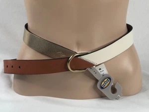 Cinturón de vainilla con bloque de color geométrico fósil para mujer nuevo con etiquetas - Imagen 1 de 6