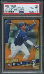 PSA 10 2019 FINEST ORANGE REFRACTOR SERIAL/25 #85 FERNANDO TATIS JR RC LOGO - Picture 1 of 2
