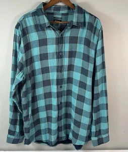 NWT BRIXTON Bowery Teal 100% Cotton Button Flannel Shirt Men's Size 2XL - Picture 1 of 12