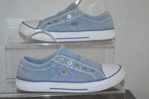 S Oliver women's blue canvas slip on laceless trainers UK size 7 - Imagen 1 de 8