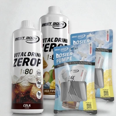 Best Body Low Carb Vital Drink  2 x 1000 ml Sirup + 2 Dosierpumpen 15,25€ /Ltr. - Bild 1 von 2