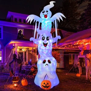 Halloween Inflatable Ghosts 9.8FT Outdoor Yard Decoration LED Lights Party Decor - Picture 1 of 7