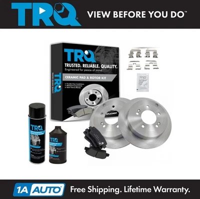 TRQ Rear Ceramic Brake Pad Rotor Kit w/Chemicals for 07-09 Kia Amanti - Изображение 1 из 4
