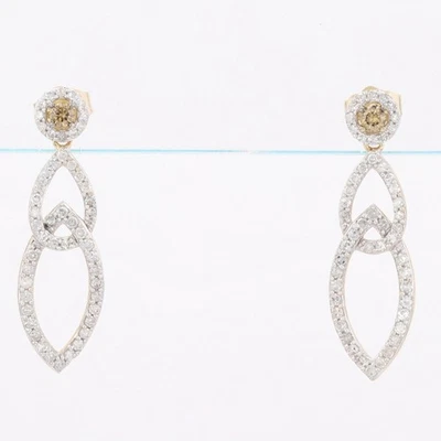 .51ctw Brown Cut Diamond Teardrop Dangle/Drop Pair Earrings 10k White Gold - Image 1 of 4