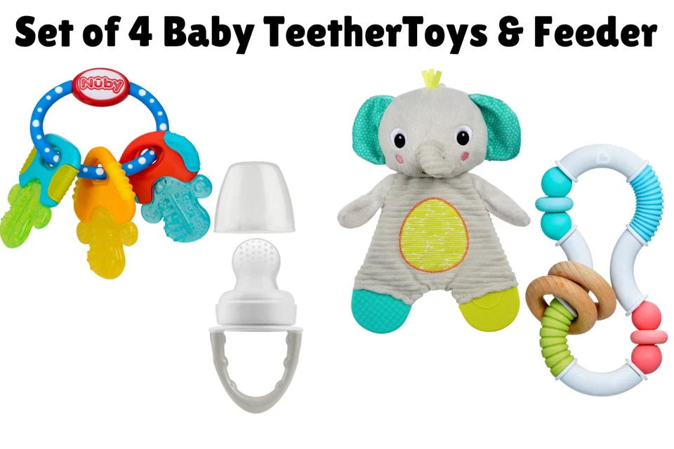 Set of 4 Teether Toys & Feeder - Nuby, Dr. Brown's, Bright Starts, & Munchkin - Image 1 of 4