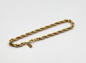 Vintage Kramer Gold Tone Rope Chain Bracelet Simple 7.5" - Picture 1 of 8